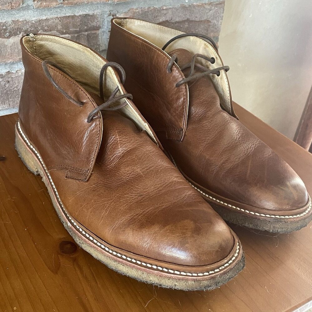 Frye Boots Mens Size 11.5 D Brown Leather Chukka Shoes Lace Up Leather